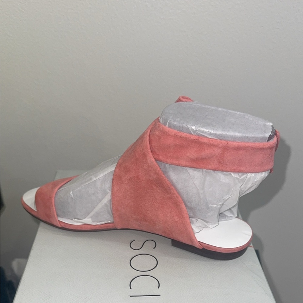 Women’s Coral Sandals Sole Society Suede Bow Sandals Calynda Coral Size 5 NEW - Picture 5 of 10